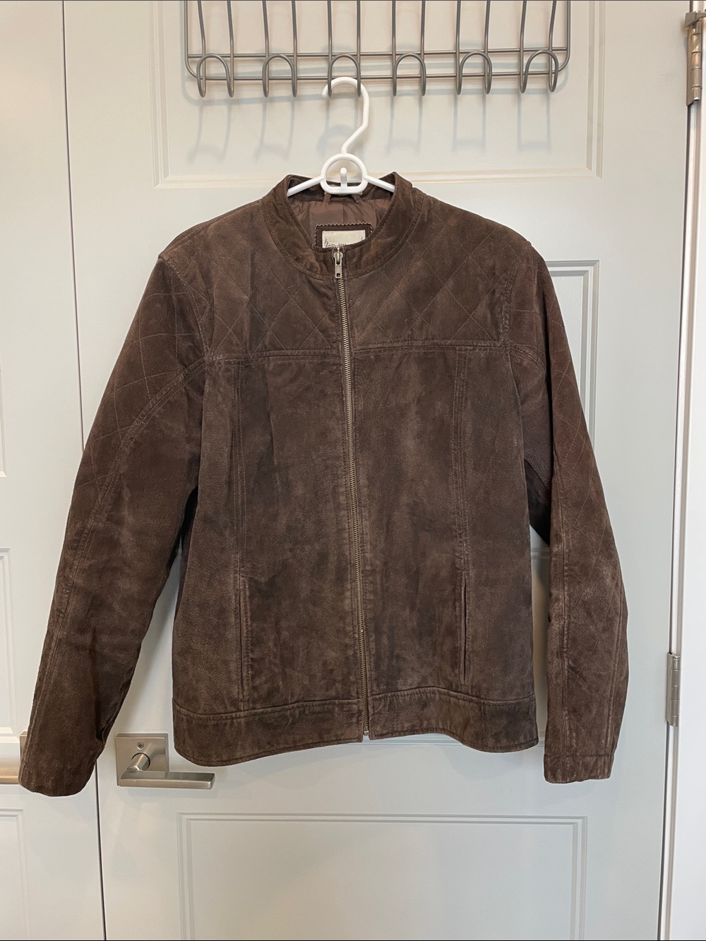 Women’s Leather Suede Zip-Front Jacket - Espresso Dark Brown - XL - Fall Western